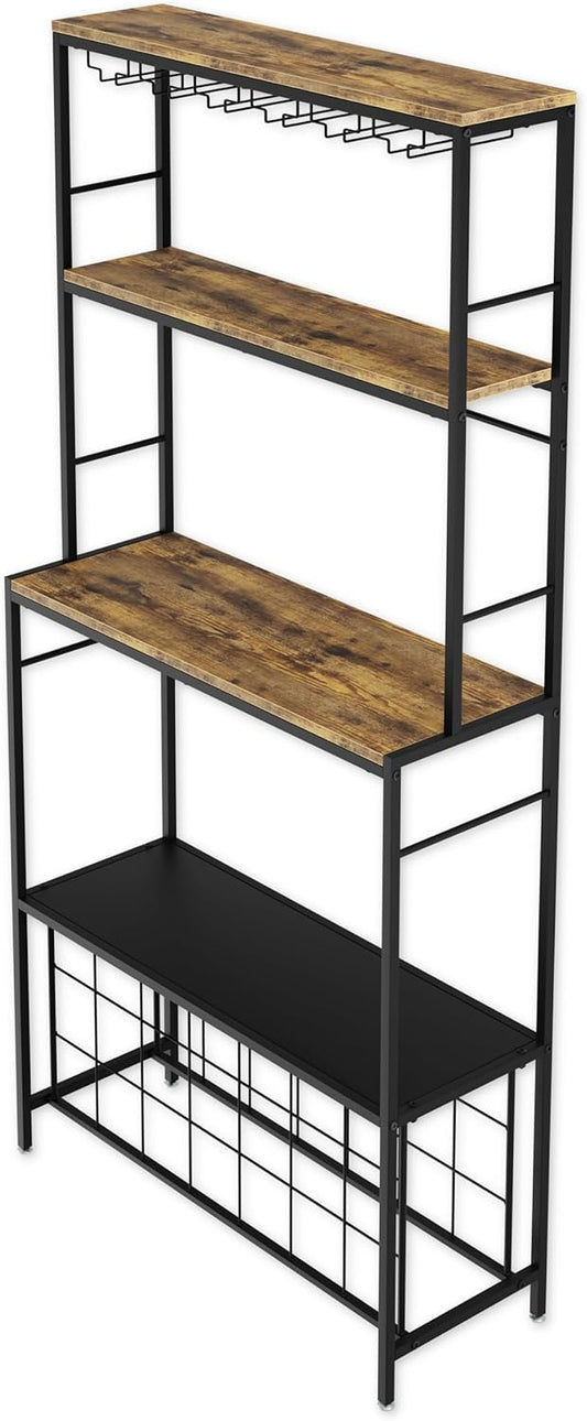 CARLA HOME Large Wine Rack for 20 Bottles with Wood Countertop and Sturdy Metal Frame V178-36135