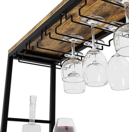 CARLA HOME Large Wine Rack for 20 Bottles with Wood Countertop and Sturdy Metal Frame V178-36135