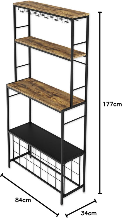CARLA HOME Large Wine Rack for 20 Bottles with Wood Countertop and Sturdy Metal Frame V178-36135