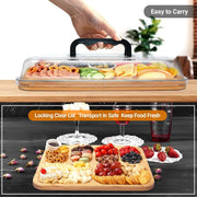 CARLA HOME Bamboo Charcuterie Board with Lid & Handle ideal Gift for Kitchen, Party & Picnic (6 Compartments) V178-36136