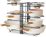 CARLA HOME Adjustable 8-Tier Pan Rack Pot Organizer for Kitchen Cabinet V178-36137
