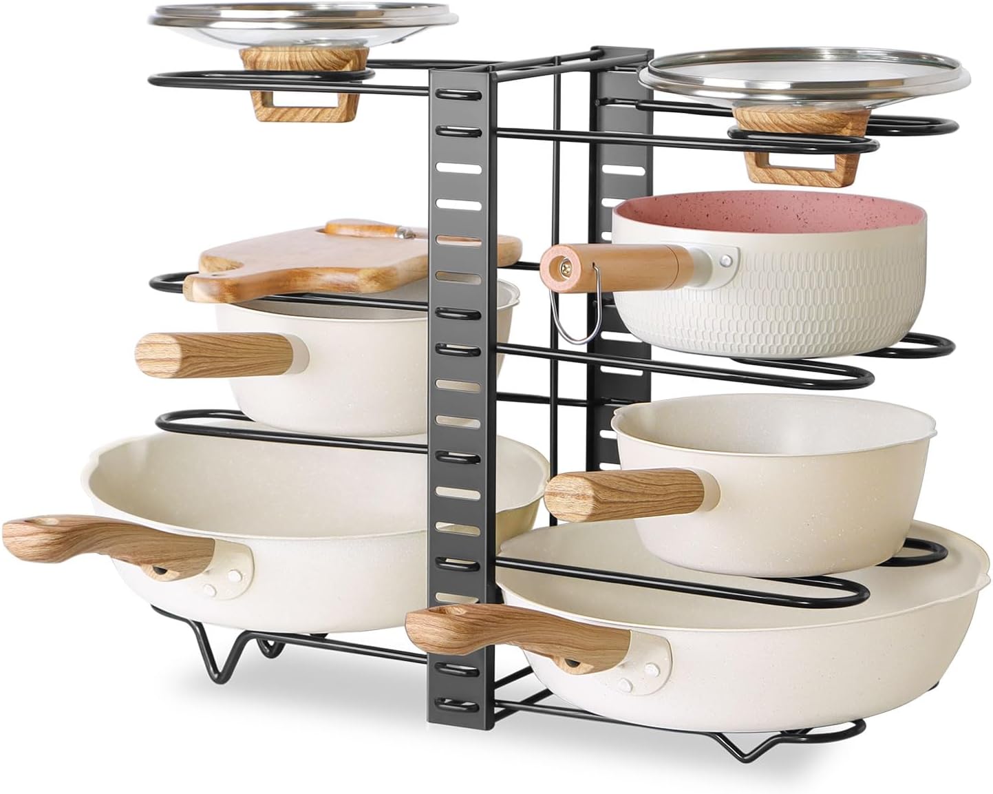 CARLA HOME Adjustable 8-Tier Pan Rack Pot Organizer for Kitchen Cabinet V178-36137