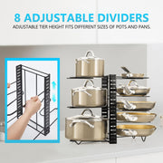 CARLA HOME Adjustable 8-Tier Pan Rack Pot Organizer for Kitchen Cabinet V178-36137