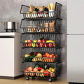 CARLA HOME Metal 5-Tier Rolling Vegetable and Fruit Basket Cart Stand for Kitchen V178-36139
