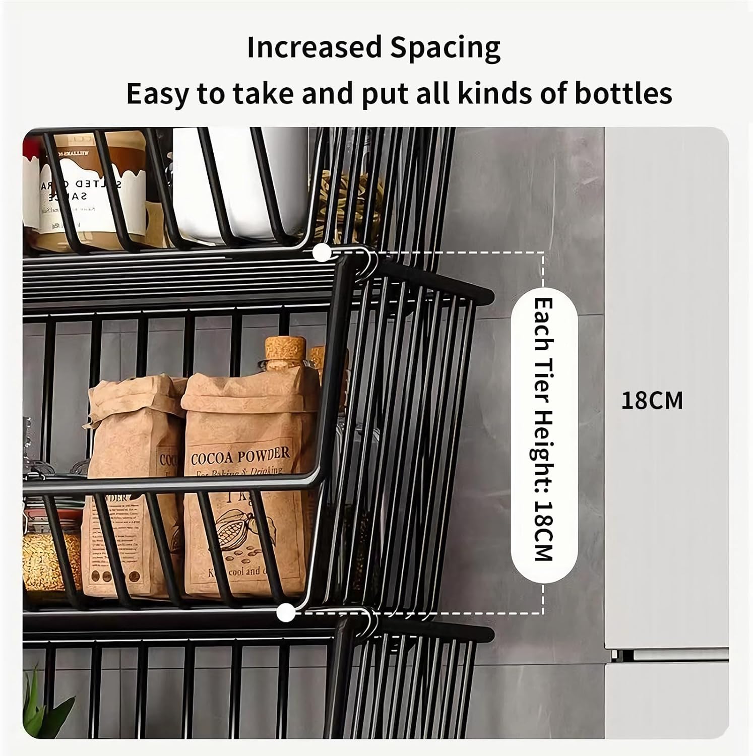 CARLA HOME Metal 5-Tier Rolling Vegetable and Fruit Basket Cart Stand for Kitchen V178-36139