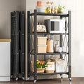 CARLA HOME 4-Tier Foldable Storage Shelf with Wheels for Kitchen, Garage, Pantry or Basement (Black) V178-36141