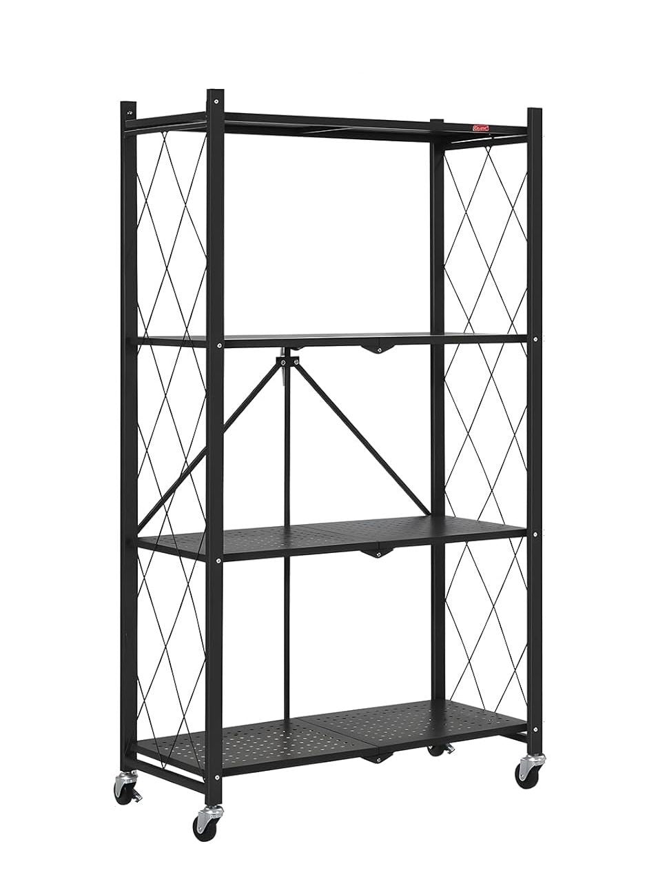CARLA HOME 4-Tier Foldable Storage Shelf with Wheels for Kitchen, Garage, Pantry or Basement (Black) V178-36141