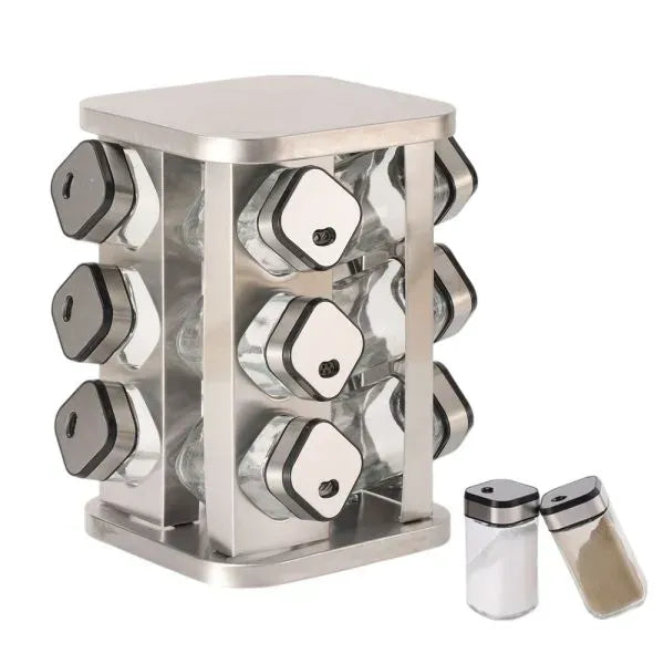 CARLA HOME Rotating Spice Rack Organizer with 12 Glass Jars for Kitchen Countertop V178-36146