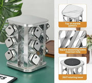 CARLA HOME Rotating Spice Rack Organizer with 12 Glass Jars for Kitchen Countertop V178-36146