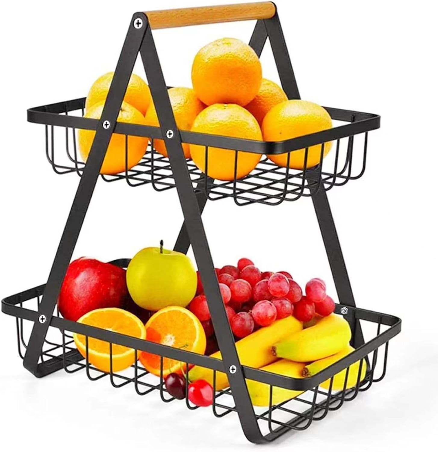 CARLA HOME 2-Tier Fruit Basket Stand for Kitchen Countertop for Fruits, Vegetables, Bread & Snacks with V178-36147