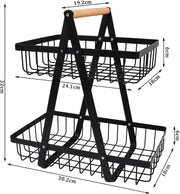 CARLA HOME 2-Tier Fruit Basket Stand for Kitchen Countertop for Fruits, Vegetables, Bread & Snacks with V178-36147