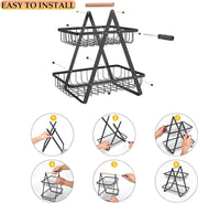 CARLA HOME 2-Tier Fruit Basket Stand for Kitchen Countertop for Fruits, Vegetables, Bread & Snacks with V178-36147