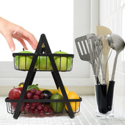 CARLA HOME 2-Tier Fruit Basket Stand for Kitchen Countertop for Fruits, Vegetables, Bread & Snacks with V178-36147
