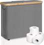 CARLA HOME Toilet Paper Storage Basket Holds Up to 12 Rolls with Bamboo Lid and Handle for RV Closet (Grey) V178-36152
