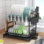 CARLA HOME 2-Tier Dish Drying Rack with Drainage Tray, Utensil Holder, Cup Hooks & Cutting Board Slot for V178-36159
