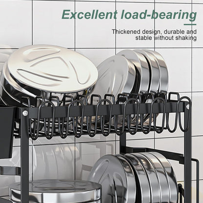 CARLA HOME 2-Tier Dish Drying Rack with Drainage Tray, Utensil Holder, Cup Hooks & Cutting Board Slot for V178-36159