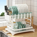 CARLA HOME 2-Tier Dish Drying Rack with Drainage Tray, Utensil Holder, Cup Hooks & Cutting Board Slot for V178-36160