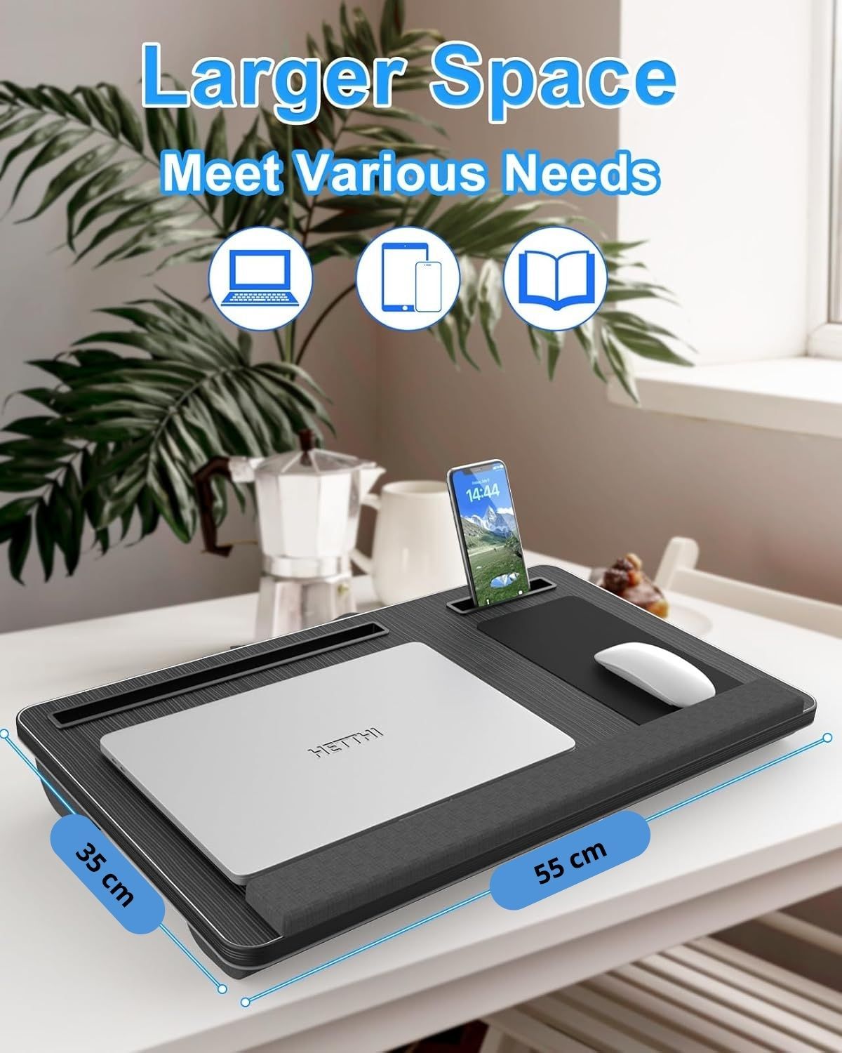 CARLA HOME Oversized Portable Lap Desk with Cushion,Mouse Pad, Tablet and Phone Holder which Fits Up to 17 V178-36161