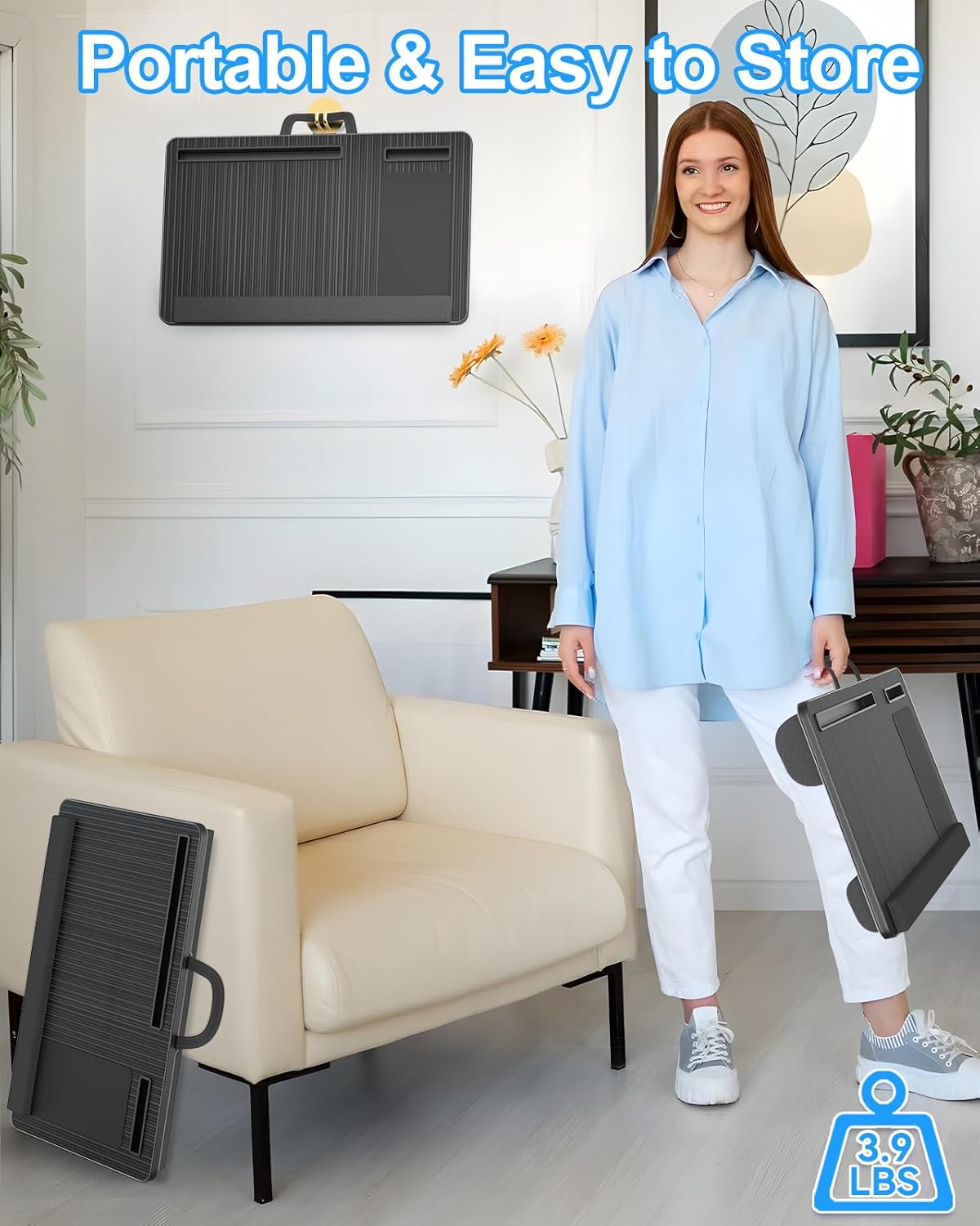 CARLA HOME Oversized Portable Lap Desk with Cushion,Mouse Pad, Tablet and Phone Holder which Fits Up to 17 V178-36161