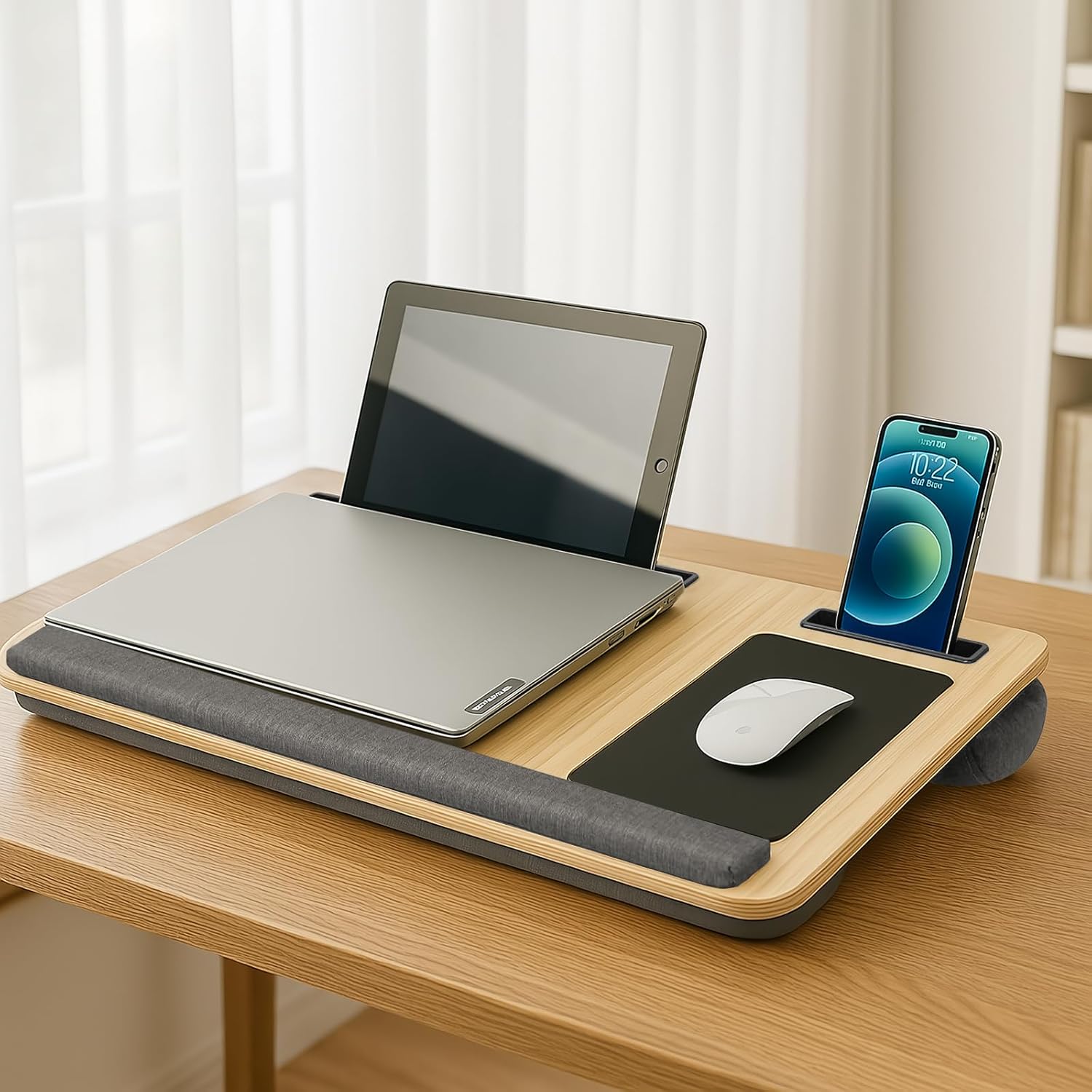 CARLA HOME Oversized Portable Lap Desk with Cushion,Mouse Pad, Tablet and Phone Holder which Fits Up to 17 V178-36162