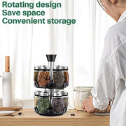 CARLA HOME Rotating Spice Rack Organizer with 16 Glass Jars for Kitchen Seasoning and Herb Storage V178-36163