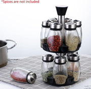 CARLA HOME Rotating Spice Rack Organizer with 16 Glass Jars for Kitchen Seasoning and Herb Storage V178-36163