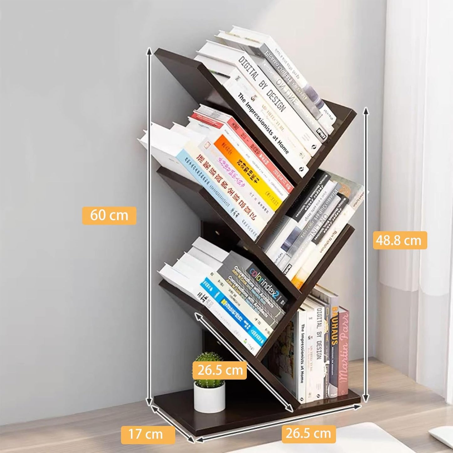 CARLA HOME 5-Tier Tree Bookshelf Storage Rack for Home Office or Bedroom (Black) V178-36164