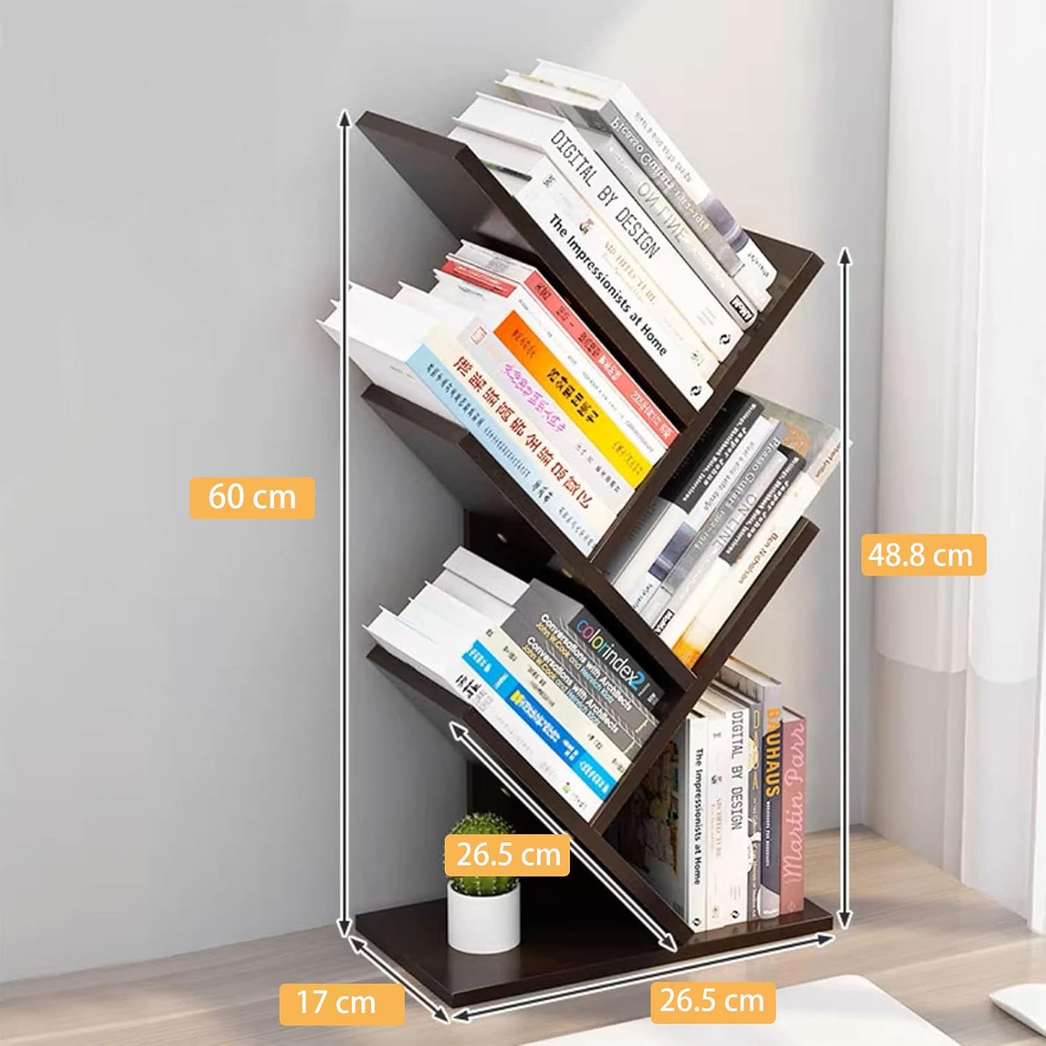 CARLA HOME 5-Tier Tree Bookshelf Storage Rack for Home Office or Bedroom (Black) V178-36164