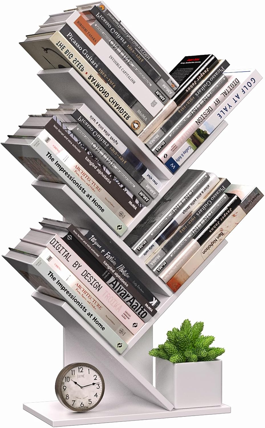 CARLA HOME 5-Tier Tree Bookshelf Storage Rack for Home Office or Bedroom (White) V178-36165
