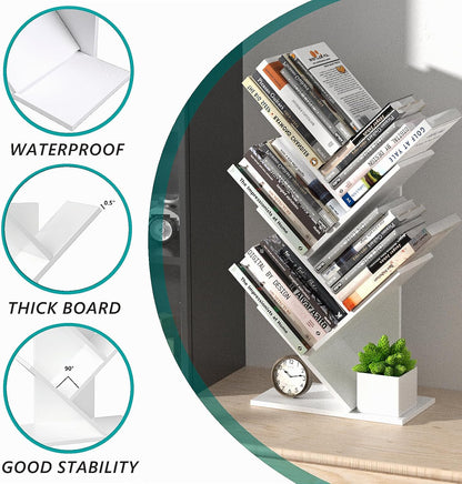 CARLA HOME 5-Tier Tree Bookshelf Storage Rack for Home Office or Bedroom (White) V178-36165