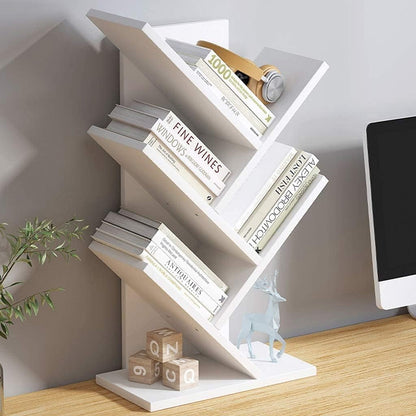 CARLA HOME 5-Tier Tree Bookshelf Storage Rack for Home Office or Bedroom (White) V178-36165