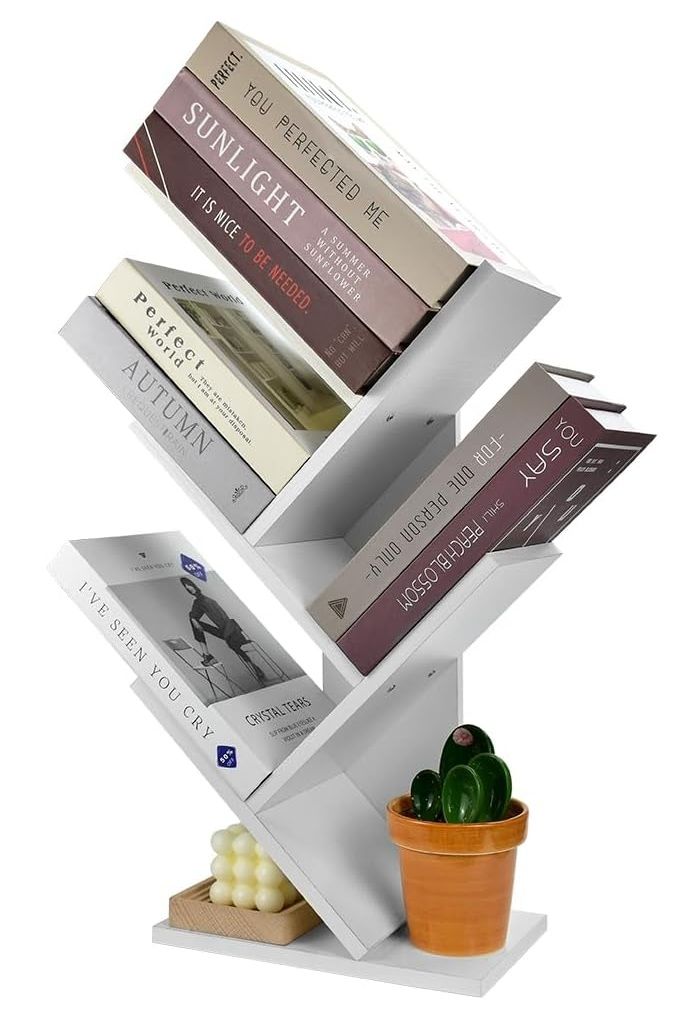 CARLA HOME 5-Tier Tree Bookshelf Storage Rack for Home Office or Bedroom (White) V178-36165