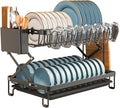 CARLA HOME 2-Tier Dish Drying Rack with Drainage Tray, Utensil Holder, Cup Hooks & Cutting Board Rack for V178-36167