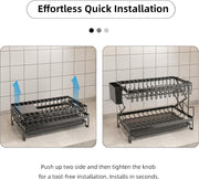 CARLA HOME 2-Tier Dish Drying Rack with Drainage Tray, Utensil Holder, Cup Hooks & Cutting Board Rack for V178-36167