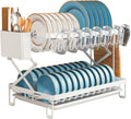 CARLA HOME 2-Tier Dish Drying Rack with Drainage Tray, Utensil Holder, Cup Hooks & Cutting Board Rack for V178-36168