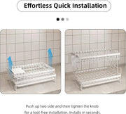 CARLA HOME 2-Tier Dish Drying Rack with Drainage Tray, Utensil Holder, Cup Hooks & Cutting Board Rack for V178-36168