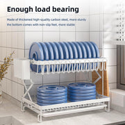 CARLA HOME 2-Tier Dish Drying Rack with Drainage Tray, Utensil Holder, Cup Hooks & Cutting Board Rack for V178-36168