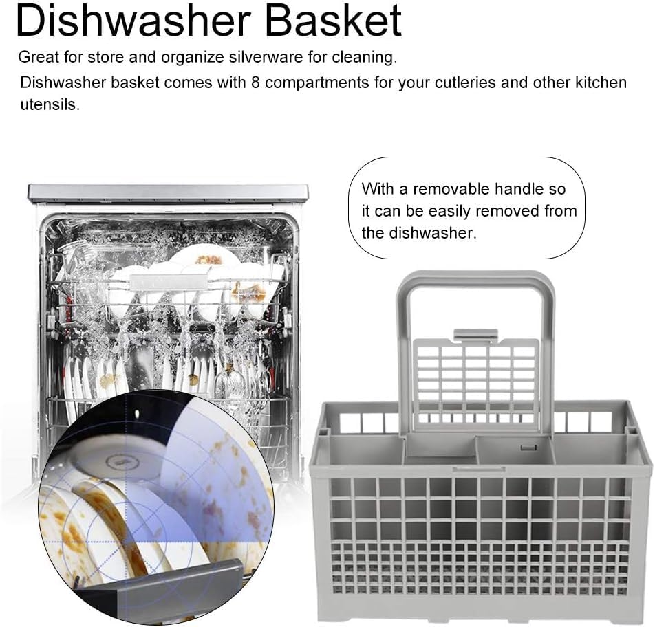 CARLA HOME 8 Slot Universal Dishwasher Cutlery Basket with Handle and Lid which Fits Most Brands (240mm X V178-36174