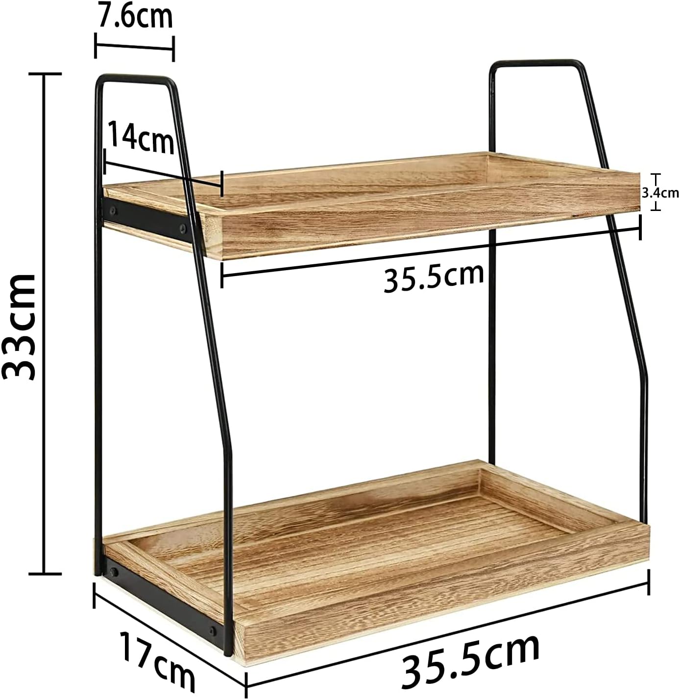CARLA HOME 2-Tier Wooden Coffee Station Rack Organizer for Coffee Bar, Condiments, Syrups, Storage Jars & V178-36176