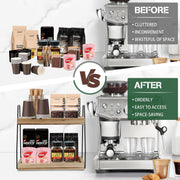 CARLA HOME 2-Tier Wooden Coffee Station Rack Organizer for Coffee Bar, Condiments, Syrups, Storage Jars & V178-36176