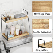 CARLA HOME 2-Tier Wooden Coffee Station Rack Organizer for Coffee Bar, Condiments, Syrups, Storage Jars & V178-36176