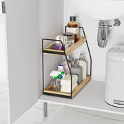 CARLA HOME 2-Tier Wooden Coffee Station Rack Organizer for Coffee Bar, Condiments, Syrups, Storage Jars & V178-36176