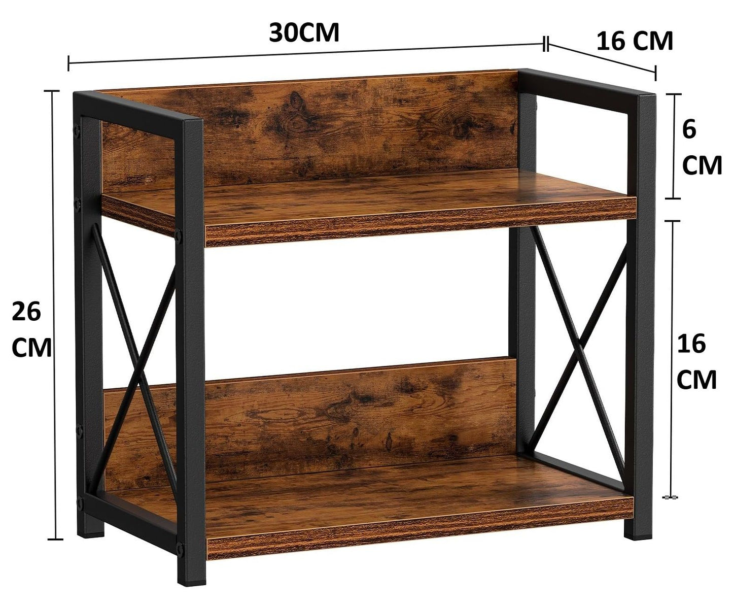 CARLA HOME 2-Tier Countertop Shelf Organizer Rustic Wood Kitchen Spice Rack for Storage, Condiments & Cabinet V178-36177