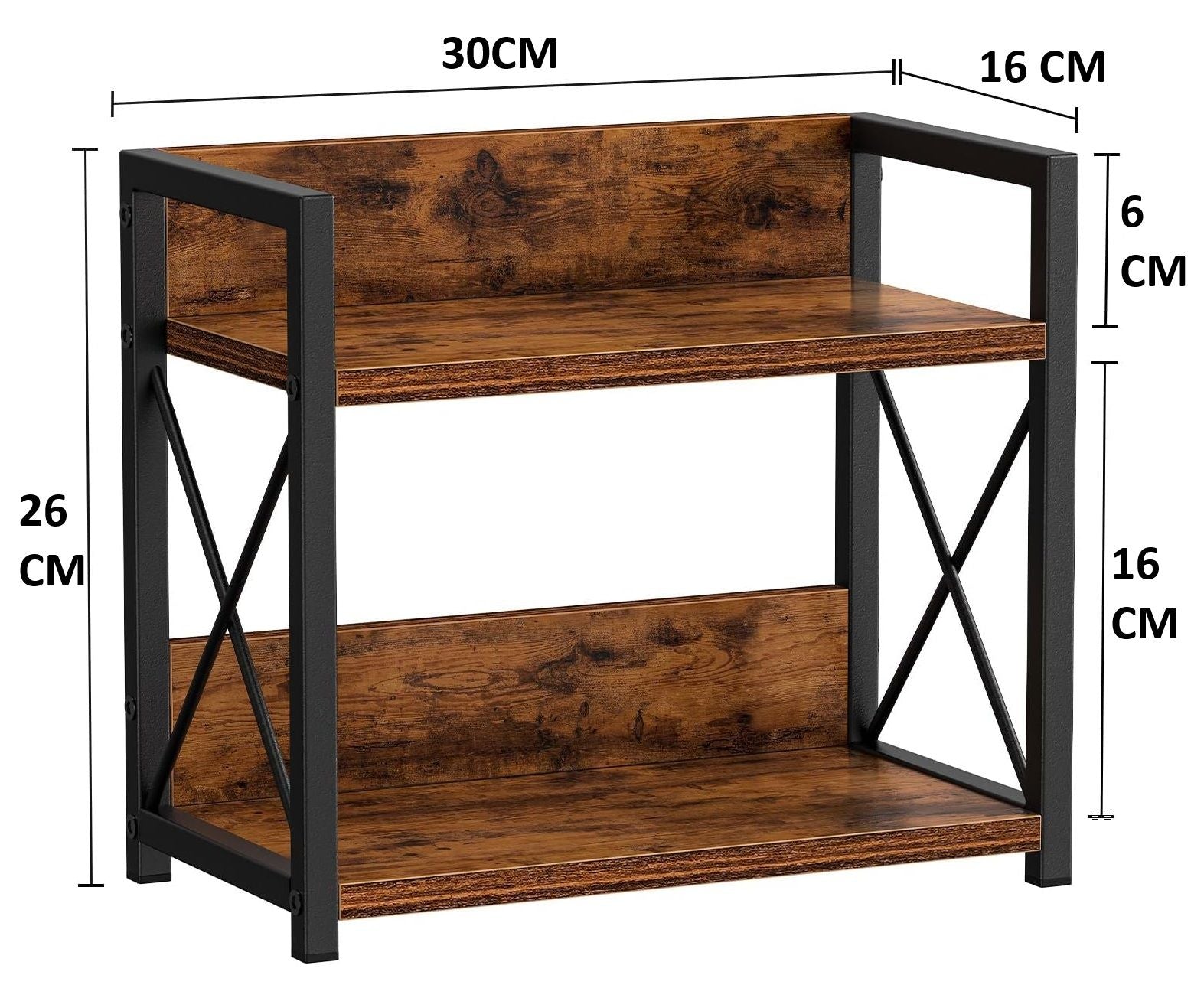 CARLA HOME 2-Tier Countertop Shelf Organizer Rustic Wood Kitchen Spice Rack for Storage, Condiments & Cabinet V178-36177