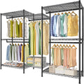 CARLA HOME Heavy Duty Clothing Garment Rack Organizer with Hanging Rods & Storage Shelves for Clothes, Shoes V178-36179