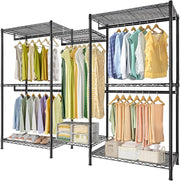 CARLA HOME Heavy Duty Clothing Garment Rack Organizer with Hanging Rods & Storage Shelves for Clothes, Shoes V178-36179