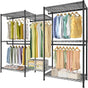 CARLA HOME Heavy Duty Clothing Garment Rack Organizer with Hanging Rods & Storage Shelves for Clothes, Shoes V178-36179