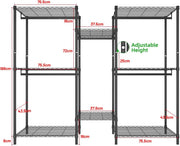 CARLA HOME Heavy Duty Clothing Garment Rack Organizer with Hanging Rods & Storage Shelves for Clothes, Shoes V178-36179