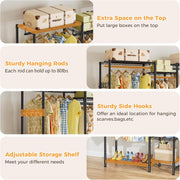 CARLA HOME Heavy Duty Clothing Garment Rack Organizer with Hanging Rods & Storage Shelves for Clothes, Shoes V178-36179