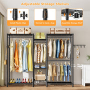 CARLA HOME Heavy Duty Clothing Garment Rack Organizer with Hanging Rods & Storage Shelves for Clothes, Shoes V178-36179